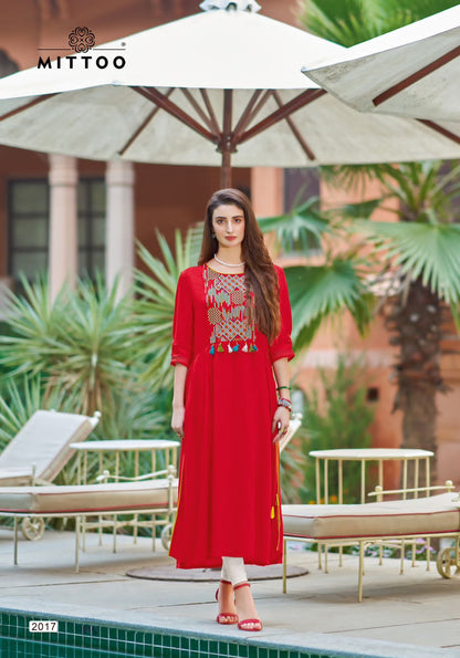 Mullberry Mittoo Rayon Long Straight Kurti