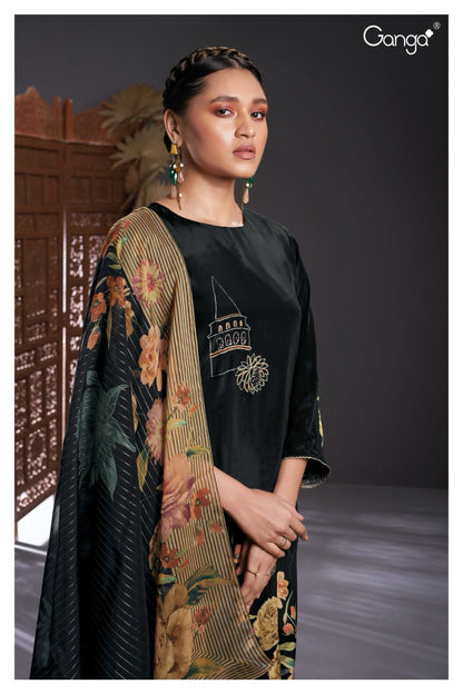 Murthy 2038 Ganga Silk Crepe Plazzo Style Suits