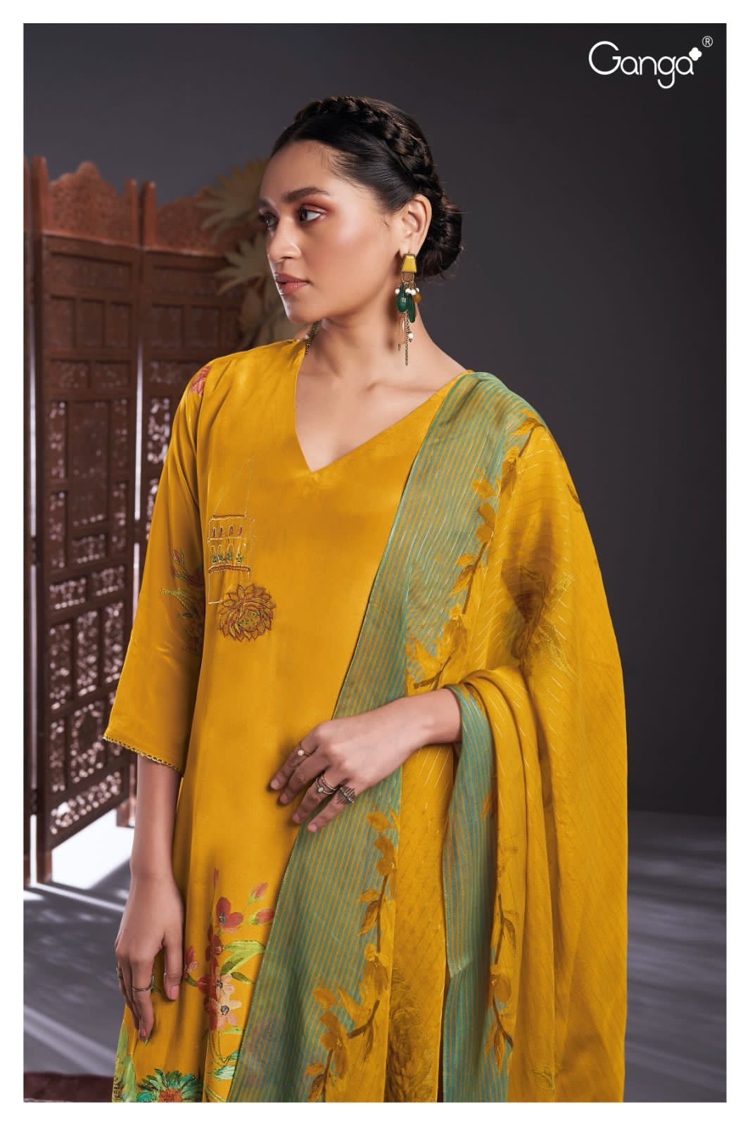 Murthy 2038 Ganga Silk Crepe Plazzo Style Suits