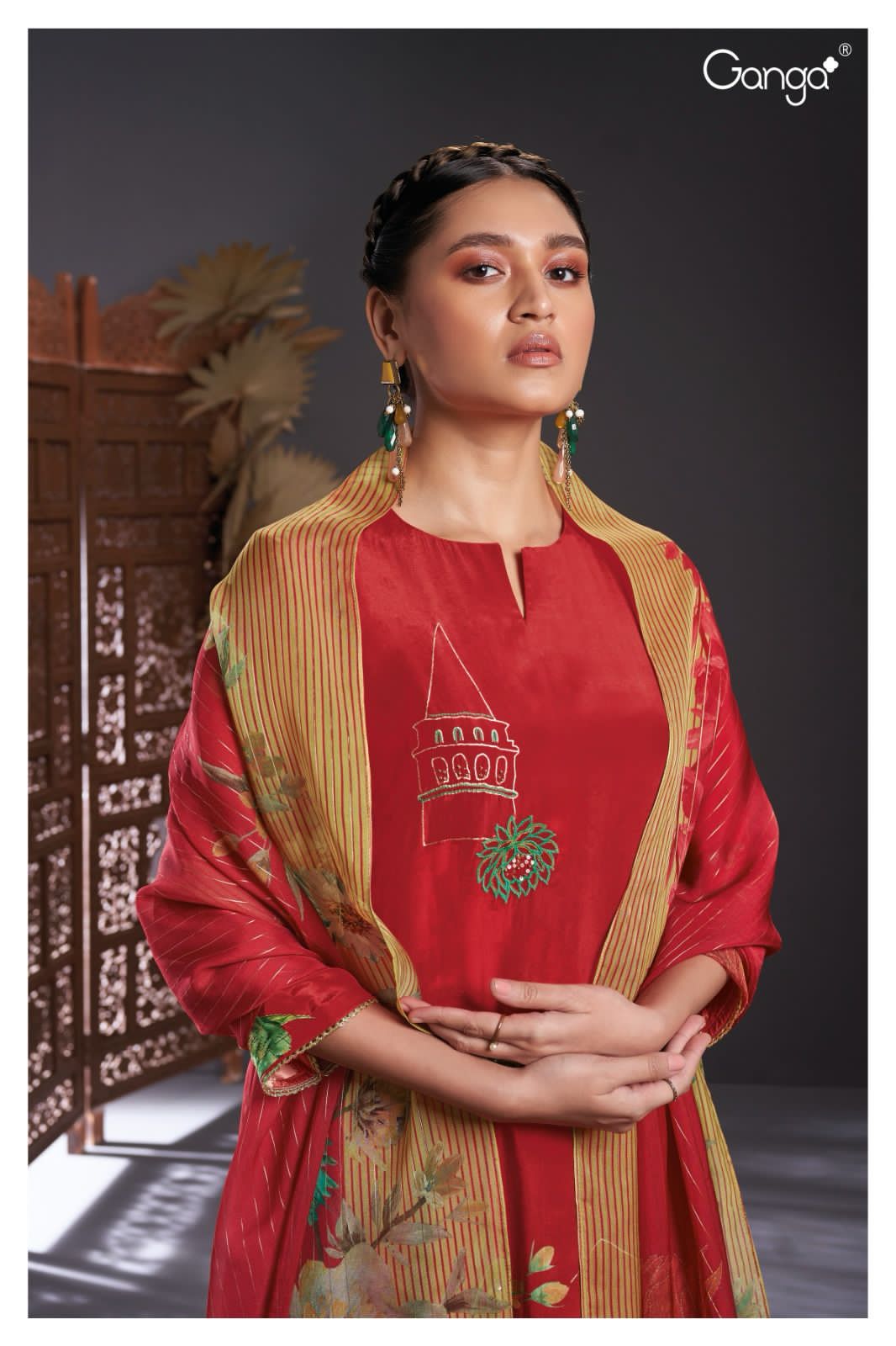 Murthy 2038 Ganga Silk Crepe Plazzo Style Suits