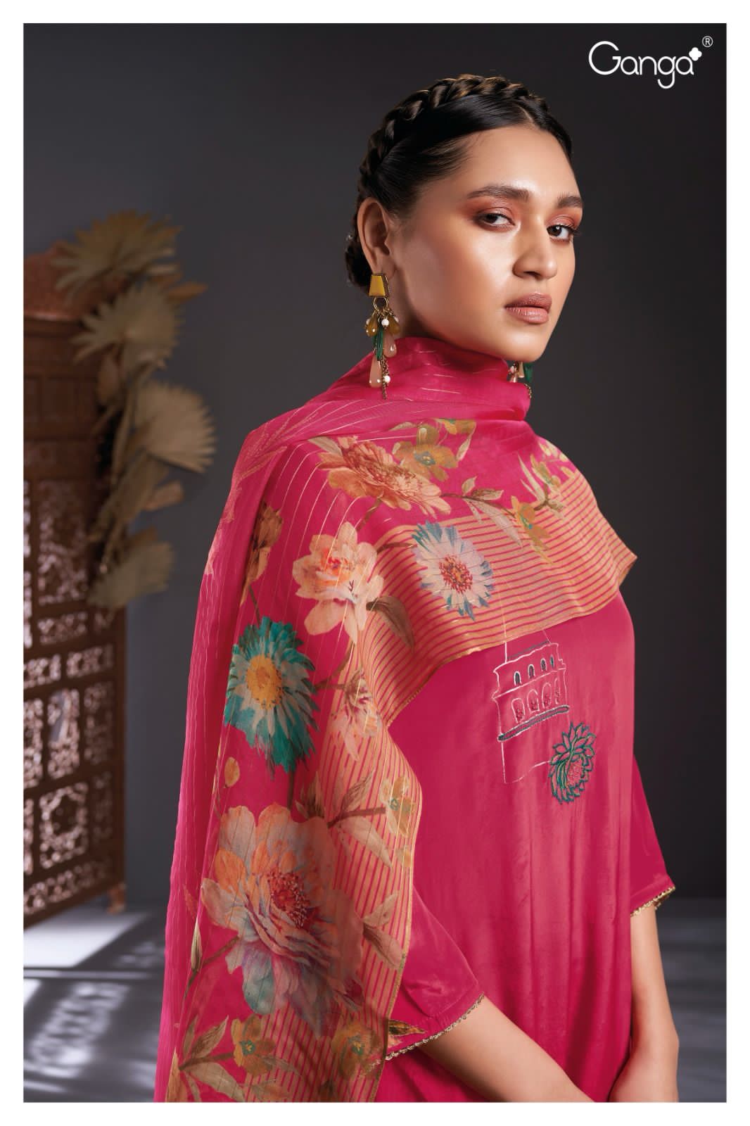 Murthy 2038 Ganga Silk Crepe Plazzo Style Suits