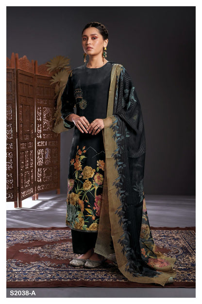 Murthy 2038 Ganga Silk Crepe Plazzo Style Suits