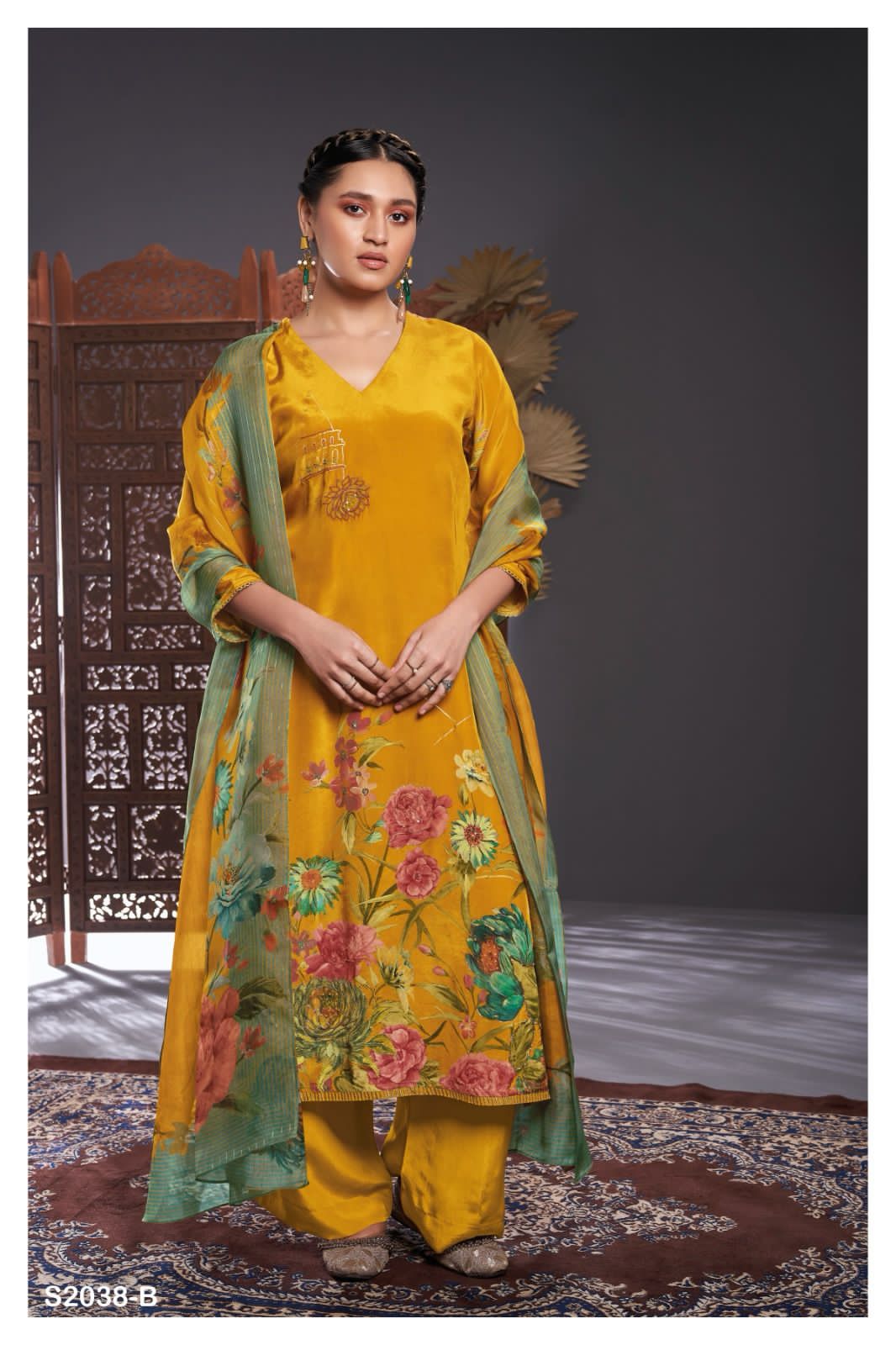 Murthy 2038 Ganga Silk Crepe Plazzo Style Suits