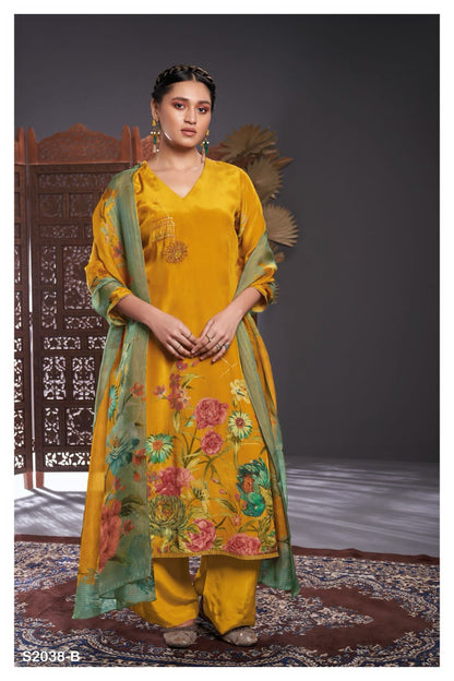 Murthy 2038 Ganga Silk Crepe Plazzo Style Suits