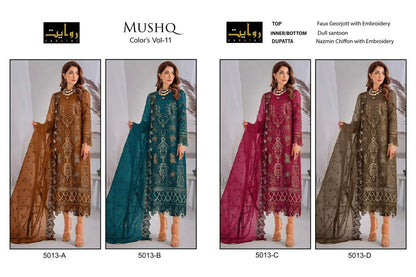 Mushq Colors Vol 11 Rawayat Fox Georgette Pakistani Salwar Suits