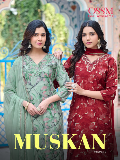 Muskan Vol 3 Ossm Chanderi Modal Readymade Pant Style Suits