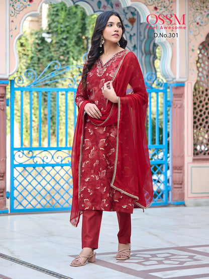Muskan Vol 3 Ossm Chanderi Modal Readymade Pant Style Suits