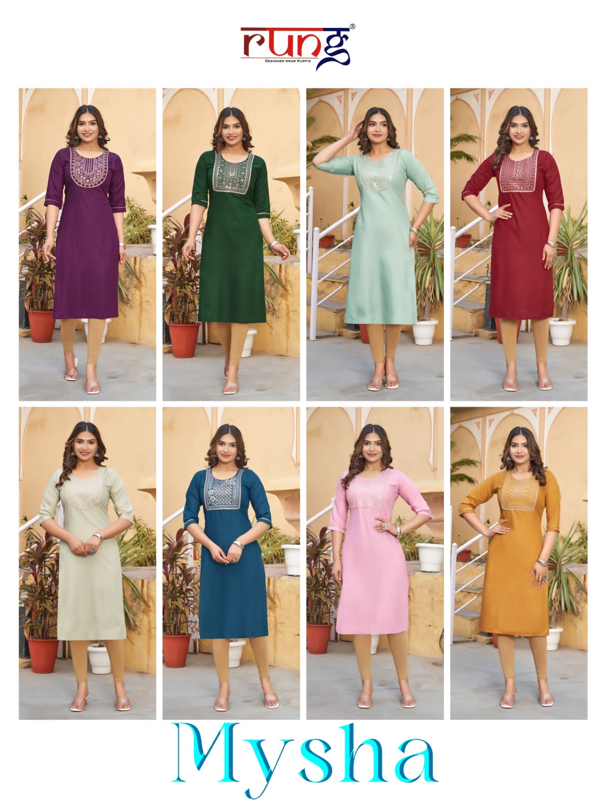 Mysha Rung Rayon Straight Cut Kurtis