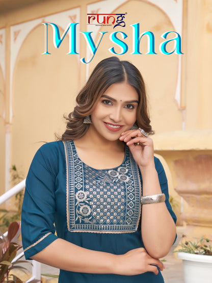 Mysha Rung Rayon Straight Cut Kurtis