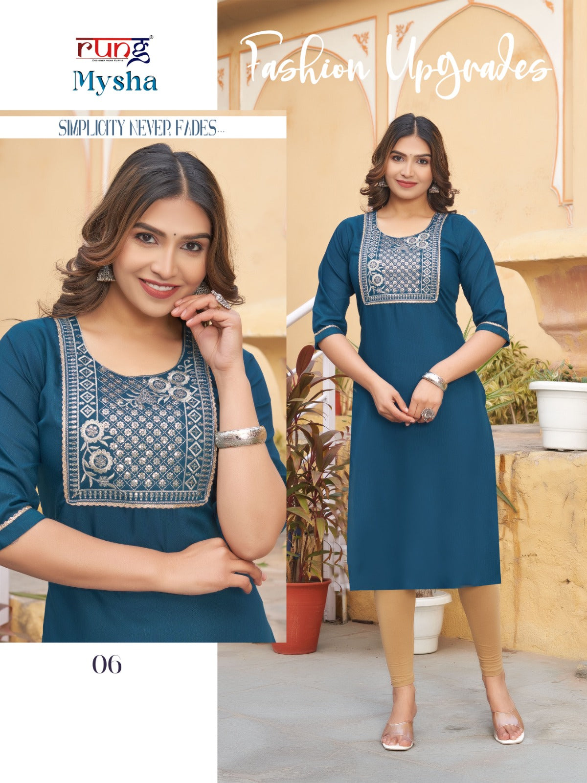 Mysha Rung Rayon Straight Cut Kurtis