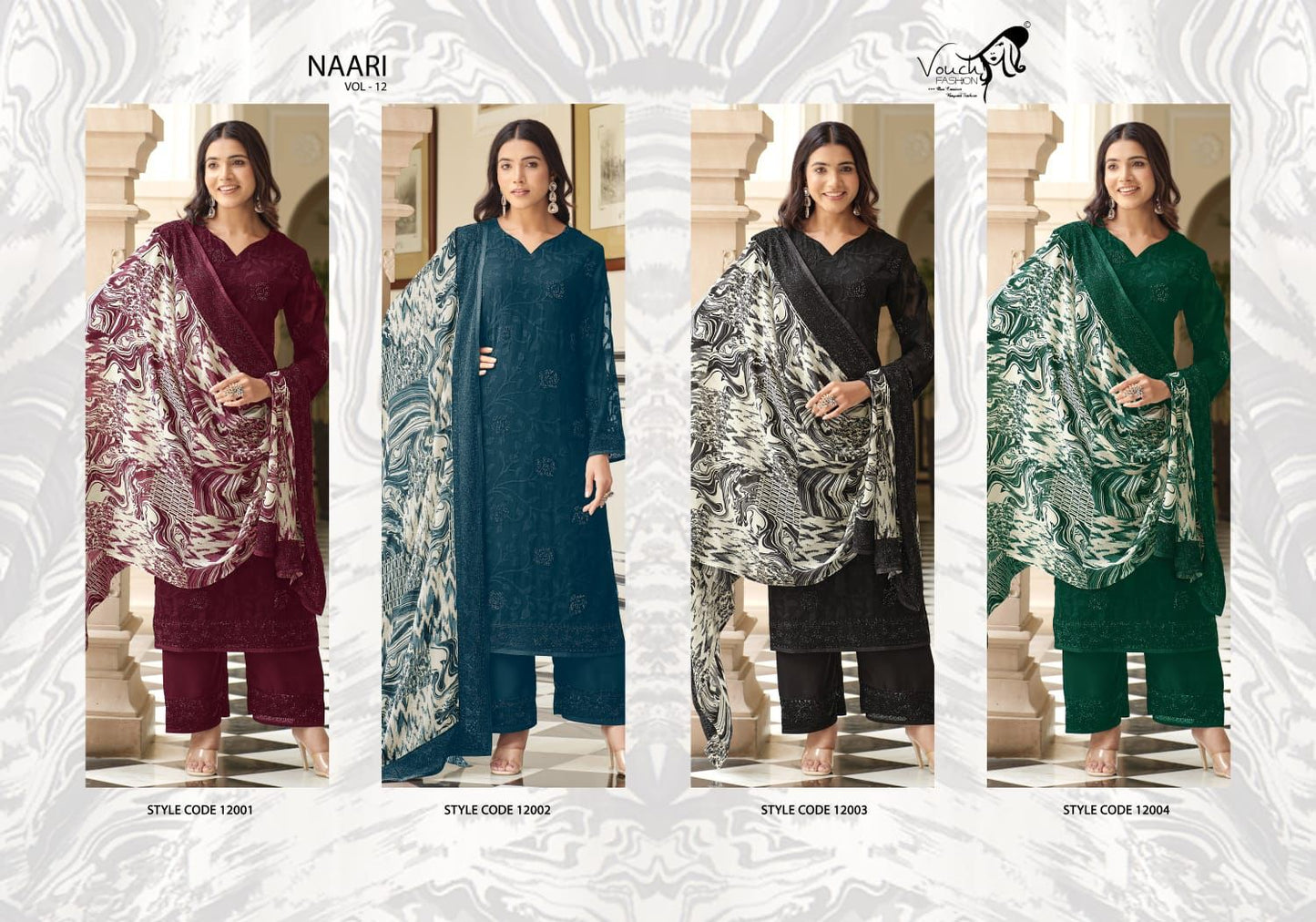 Naari Vol 12 Vouch Fashion Georgette Plazzo Style Suits