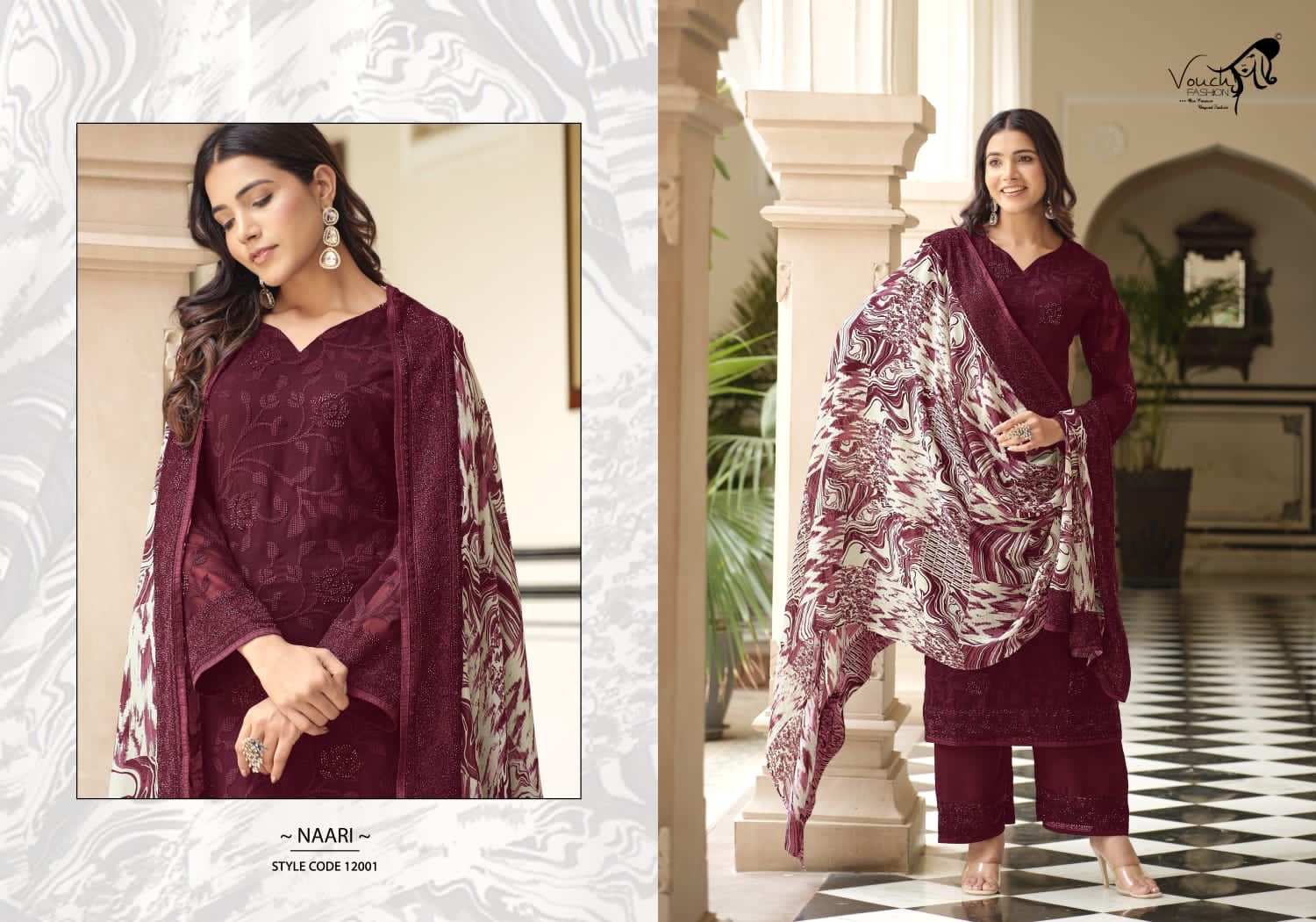 Naari Vol 12 Vouch Fashion Georgette Plazzo Style Suits