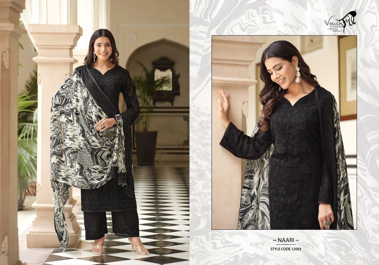 Naari Vol 12 Vouch Fashion Georgette Plazzo Style Suits