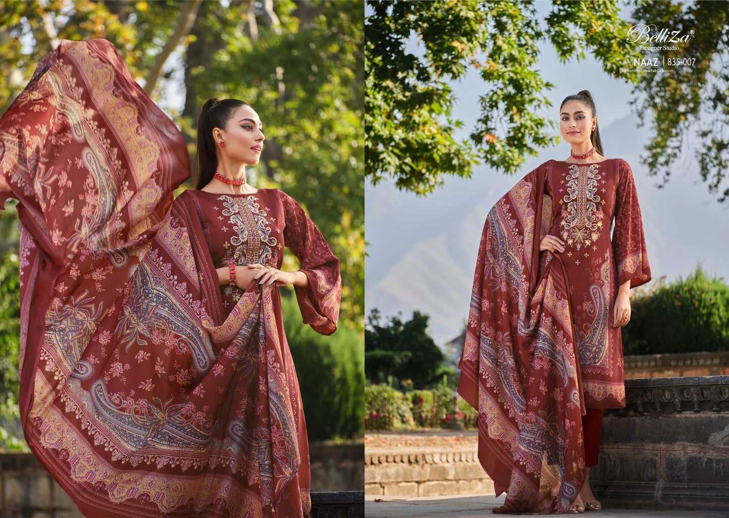 Naaz Belliza Designer Studio Crepe Karachi Salwar Suits