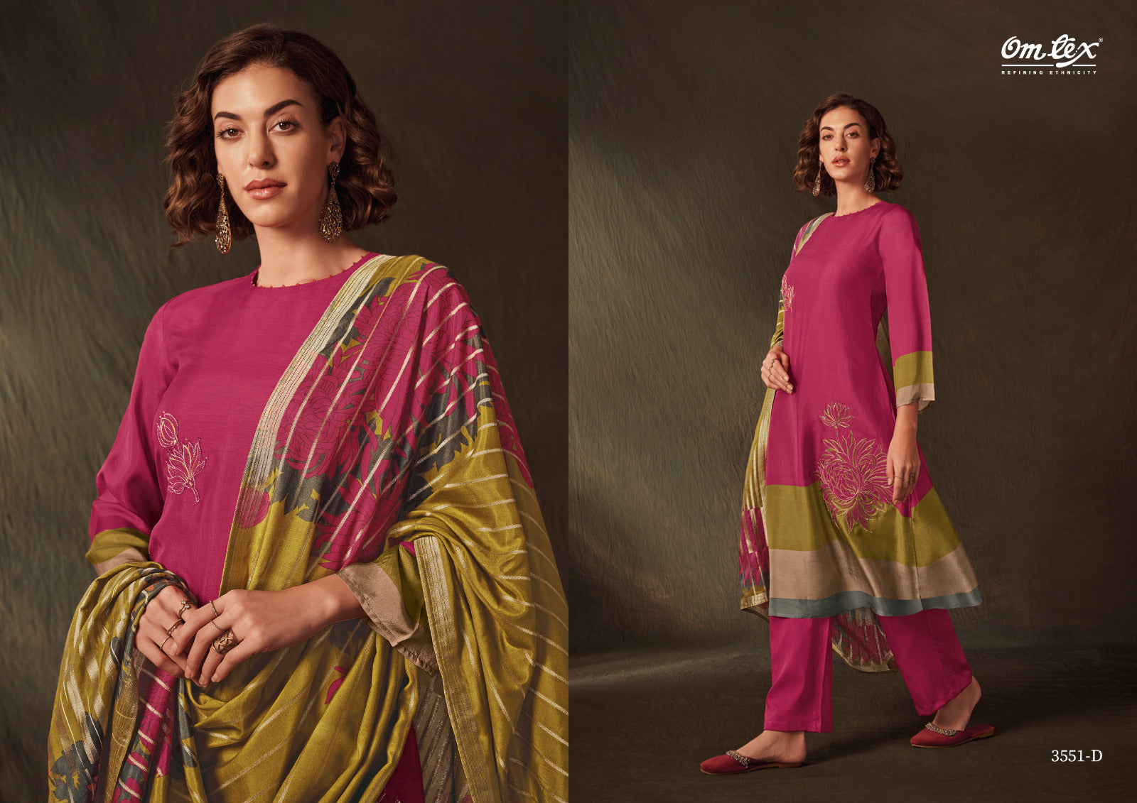 Nadia Omtex Russian Silk Plazzo Style Suits