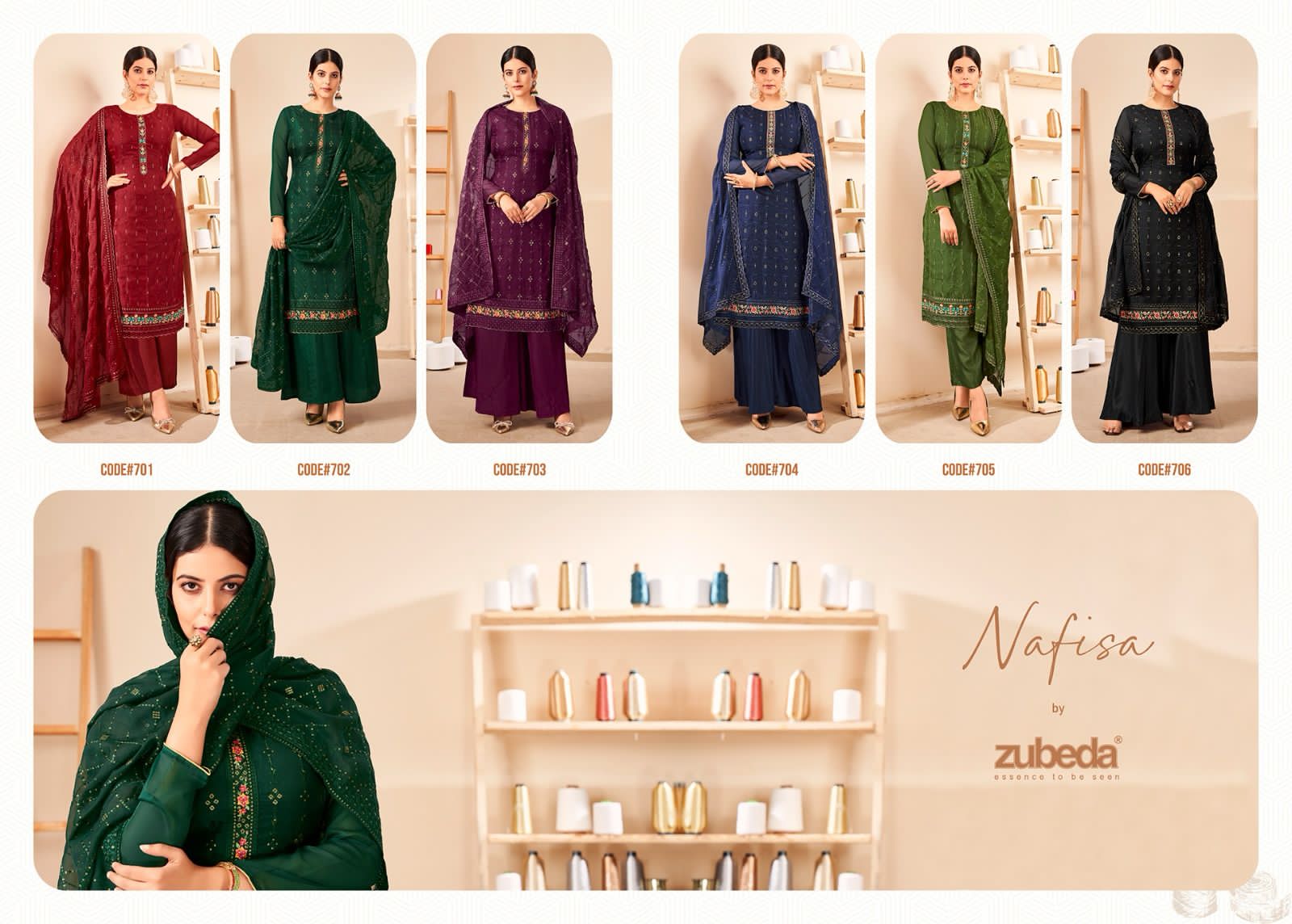 Nafisa Zubeda Organza Plazzo Style Suits