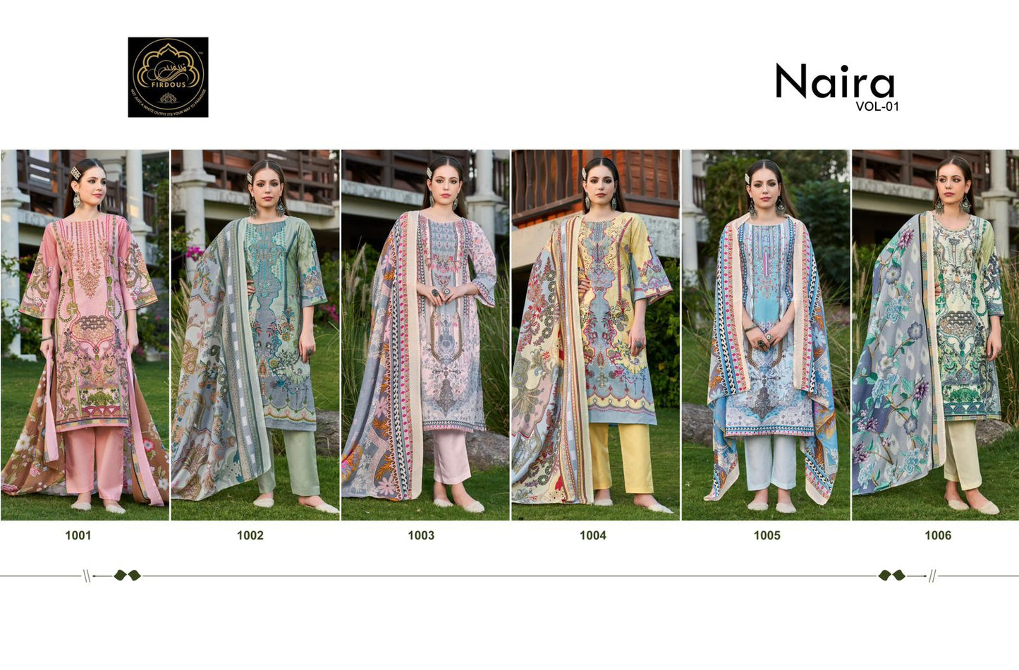 Naira Vol 1 Firdous Art Cotton Karachi Salwar Suits