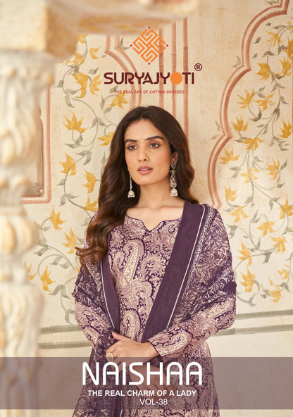Naishaa Vol 38 Suryajyoti Jaam Satin Pant Style Suits
