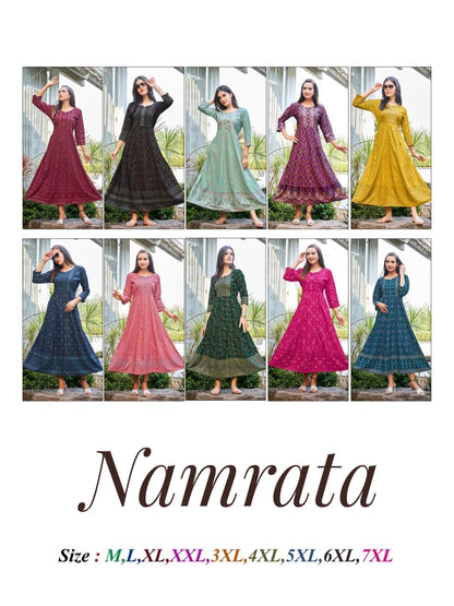 Namrata Rangjyot Rayon 14Kg Floor Length Kurtis
