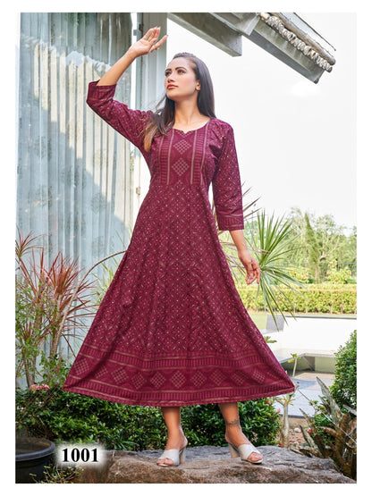 Namrata Rangjyot Rayon 14Kg Floor Length Kurtis