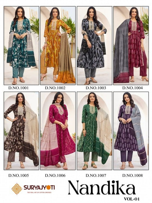 Nandika Vol 1 Suryajyoti Modal Silk Readymade Pant Style Suits