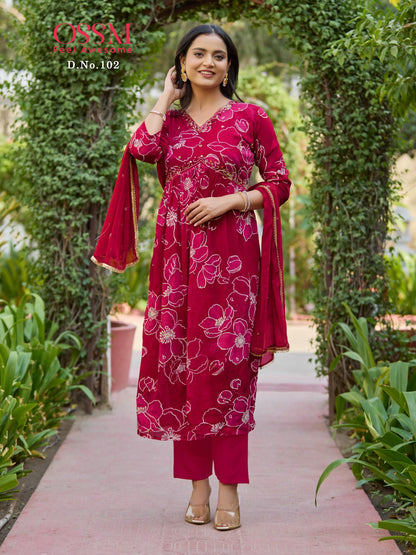 Nargis Ossm Chinon Readymade Pant Style Suits