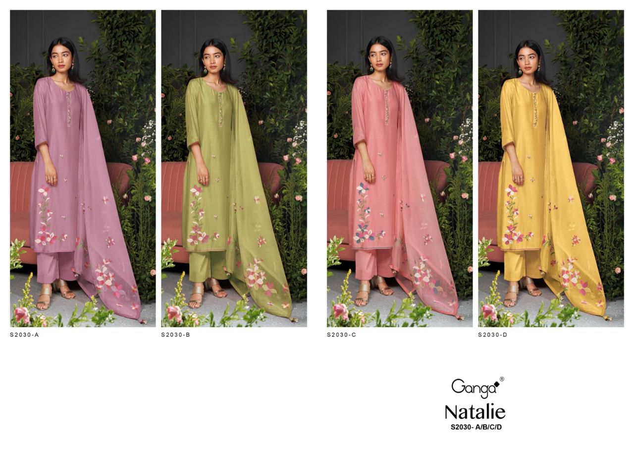 Natalie 2030 Ganga Bembarg Silk Plazzo Style Suits