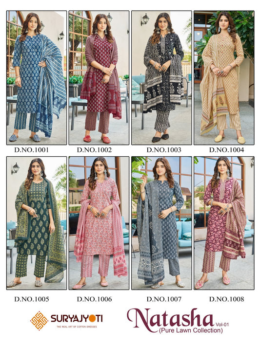 Natasha Vol 1 Suryajyoti Lawn Cotton Readymade Pant Style Suits