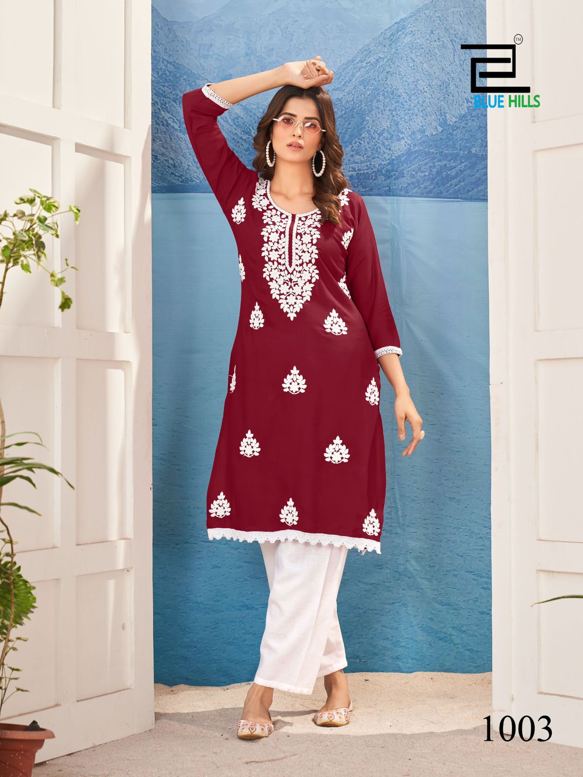 Nawab Blue Hills Rayon Knee Length Kurtis