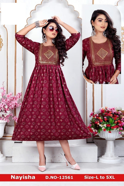 Nayisha Zoya Rayon Anarkali Kurtis