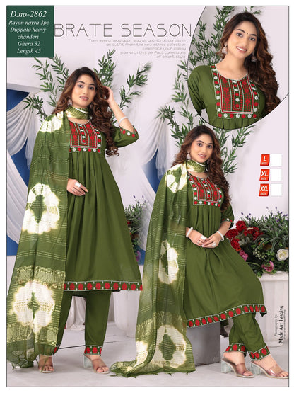 Nayra Cut-1001 Globe Rayon Readymade Pant Style Suits