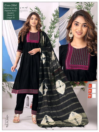 Nayra Cut-1001 Globe Rayon Readymade Pant Style Suits