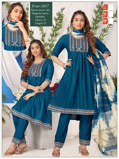 Nayra Cut-1001 Globe Rayon Readymade Pant Style Suits
