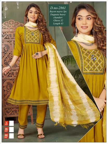 Nayra Cut-1001 Globe Rayon Readymade Pant Style Suits
