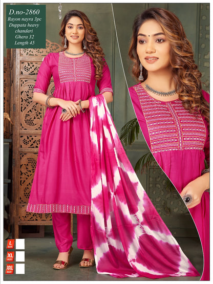 Nayra Cut-1001 Globe Rayon Readymade Pant Style Suits