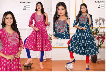 Neck Work Kh Naira Cut Kurtis