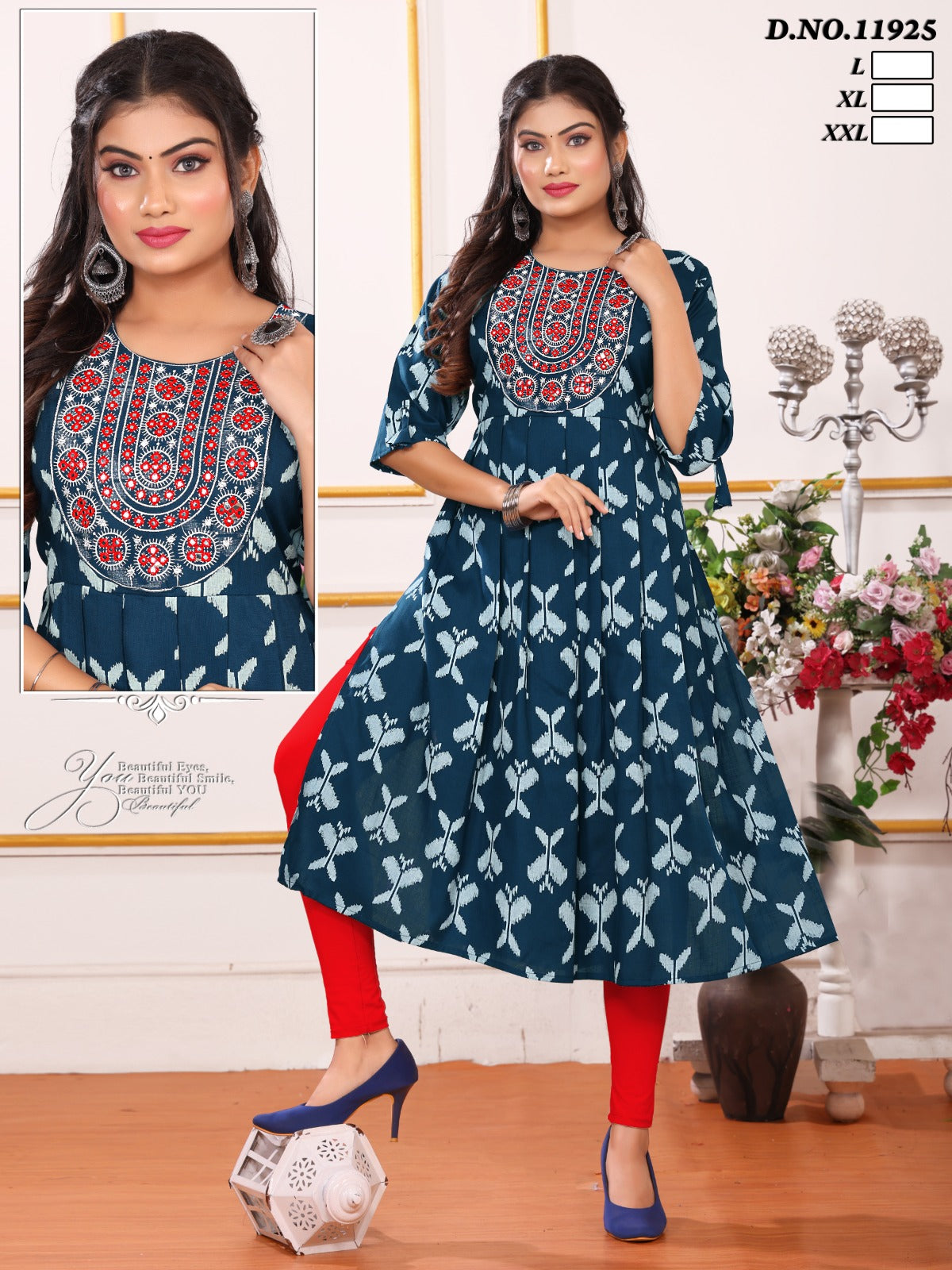 Neck Work Kh Naira Cut Kurtis – Kavya Style Plus