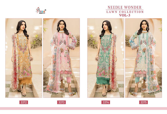 Needle Wonder Lawn Collection Vol 3 Shree Fabs Cotton Pakistani Patch Work Suits