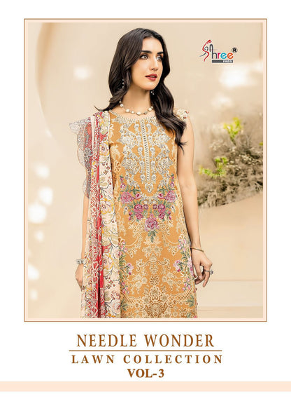 Needle Wonder Lawn Collection Vol 3 Shree Fabs Cotton Pakistani Patch Work Suits
