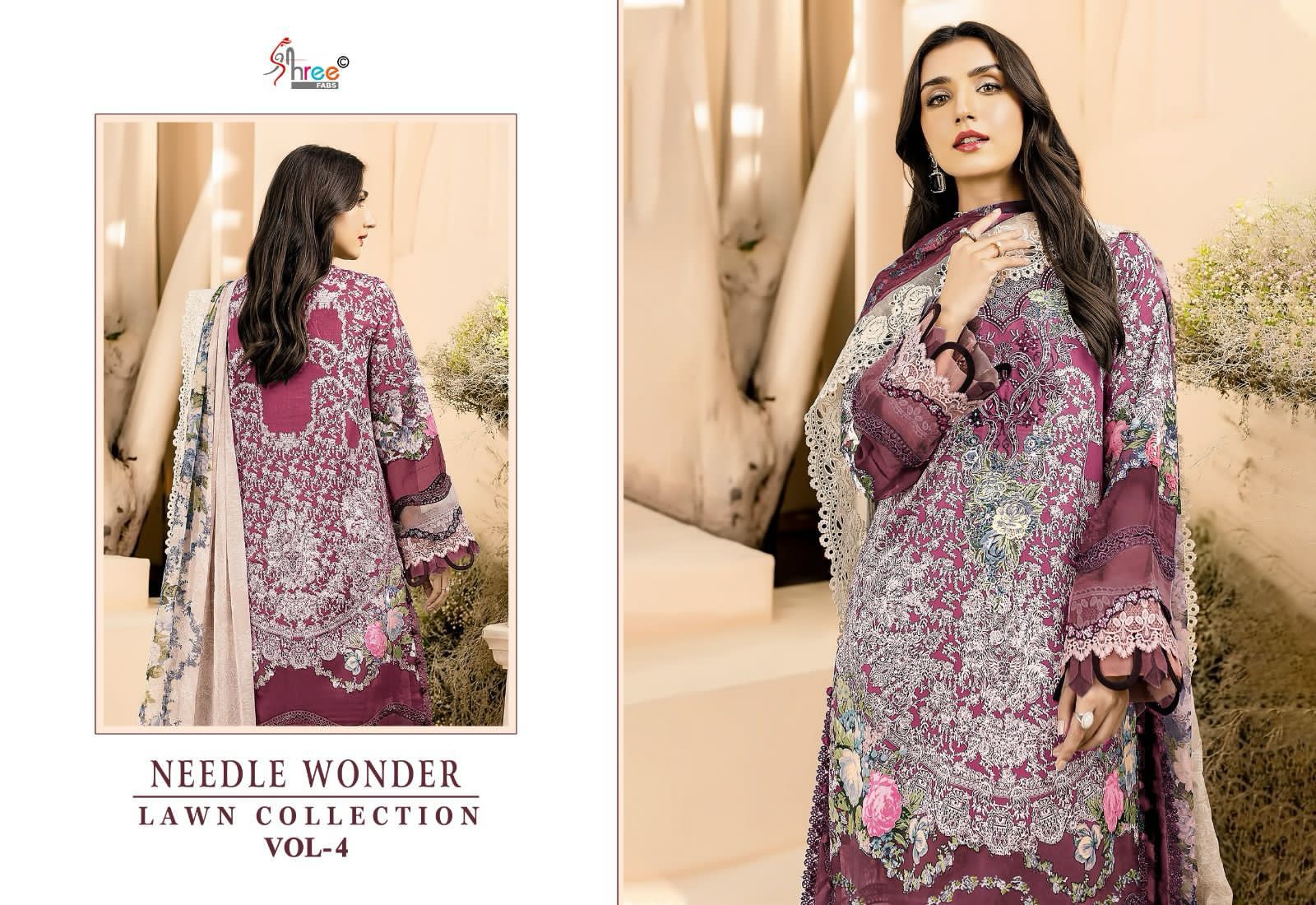 Needle Wonder Lawn Collection Vol 4 Shree Fabs Cotton Pakistani Patch Work Suits