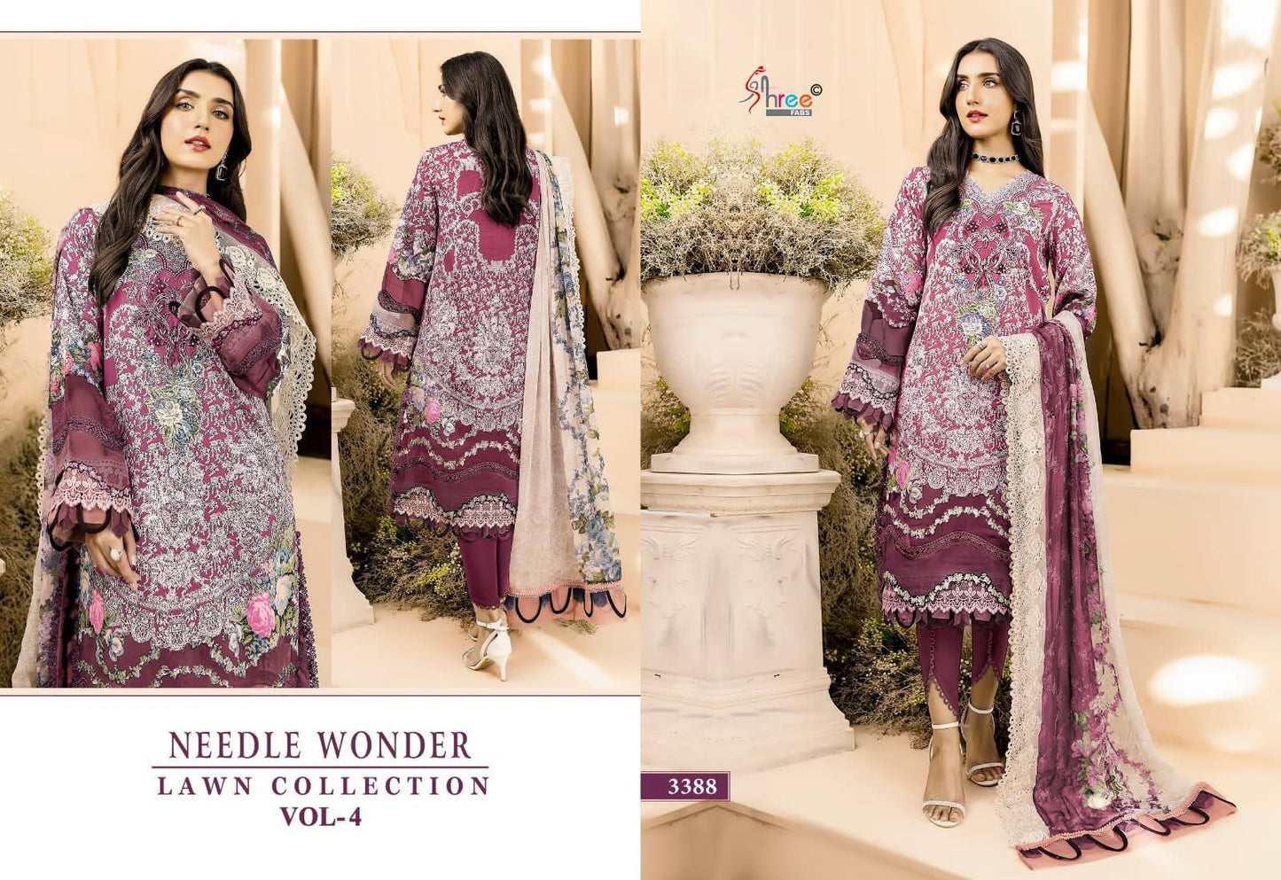 Needle Wonder Lawn Collection Vol 4 Shree Fabs Cotton Pakistani Patch Work Suits