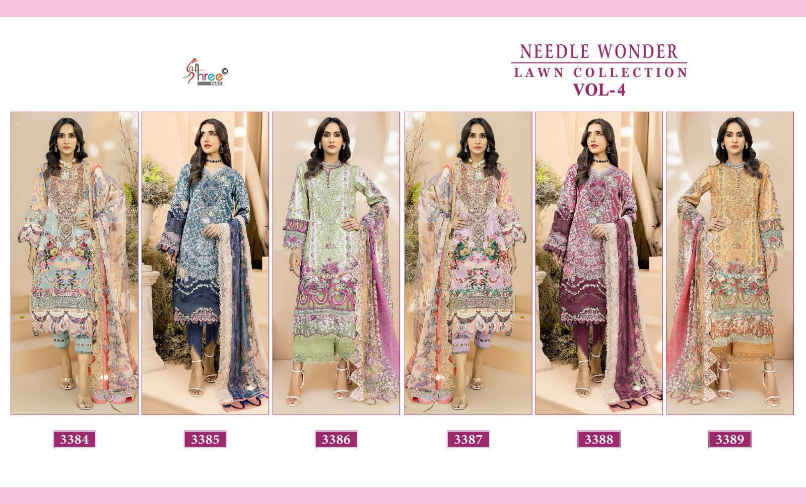 Needle Wonder Lawn Collection Vol 4 Shree Fabs Cotton Pakistani Patch Work Suits