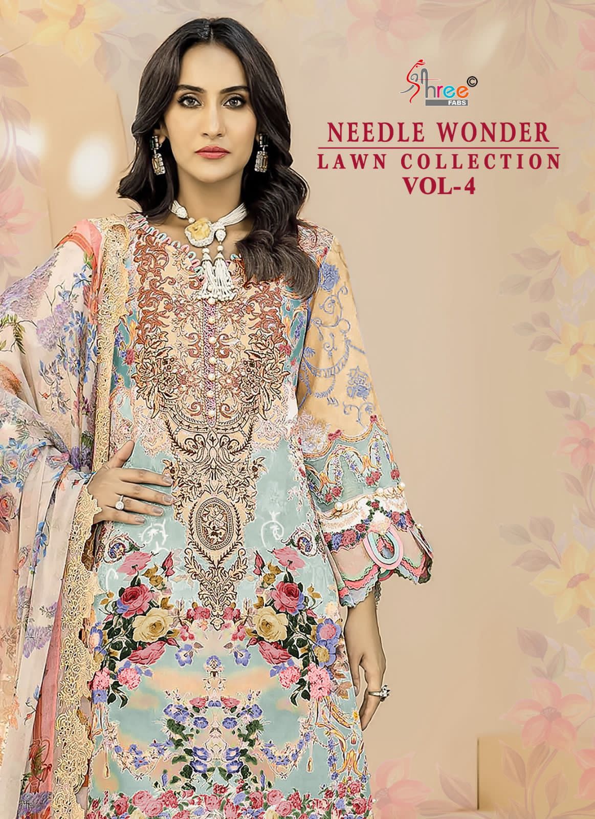 Needle Wonder Lawn Collection Vol 4 Shree Fabs Cotton Pakistani Patch Work Suits
