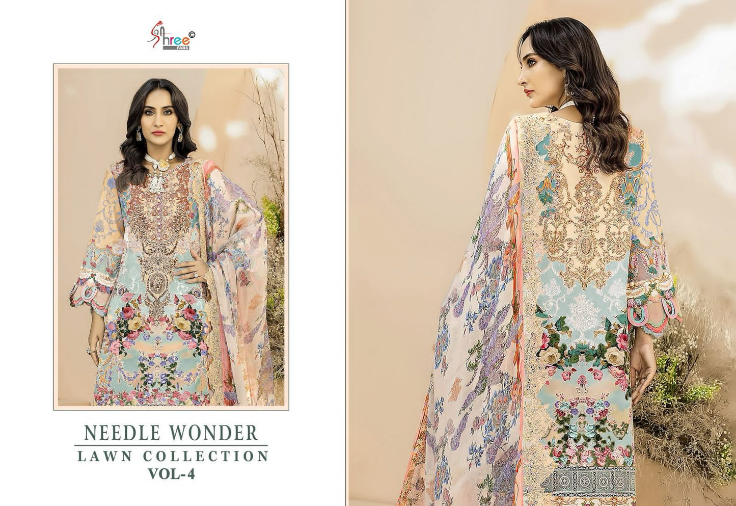 Needle Wonder Lawn Collection Vol 4 Shree Fabs Cotton Pakistani Patch Work Suits