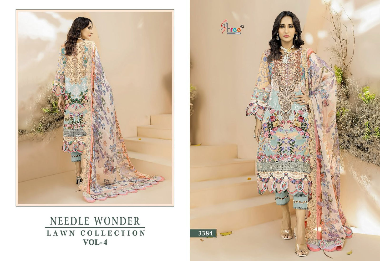 Needle Wonder Lawn Collection Vol 4 Shree Fabs Cotton Pakistani Patch Work Suits