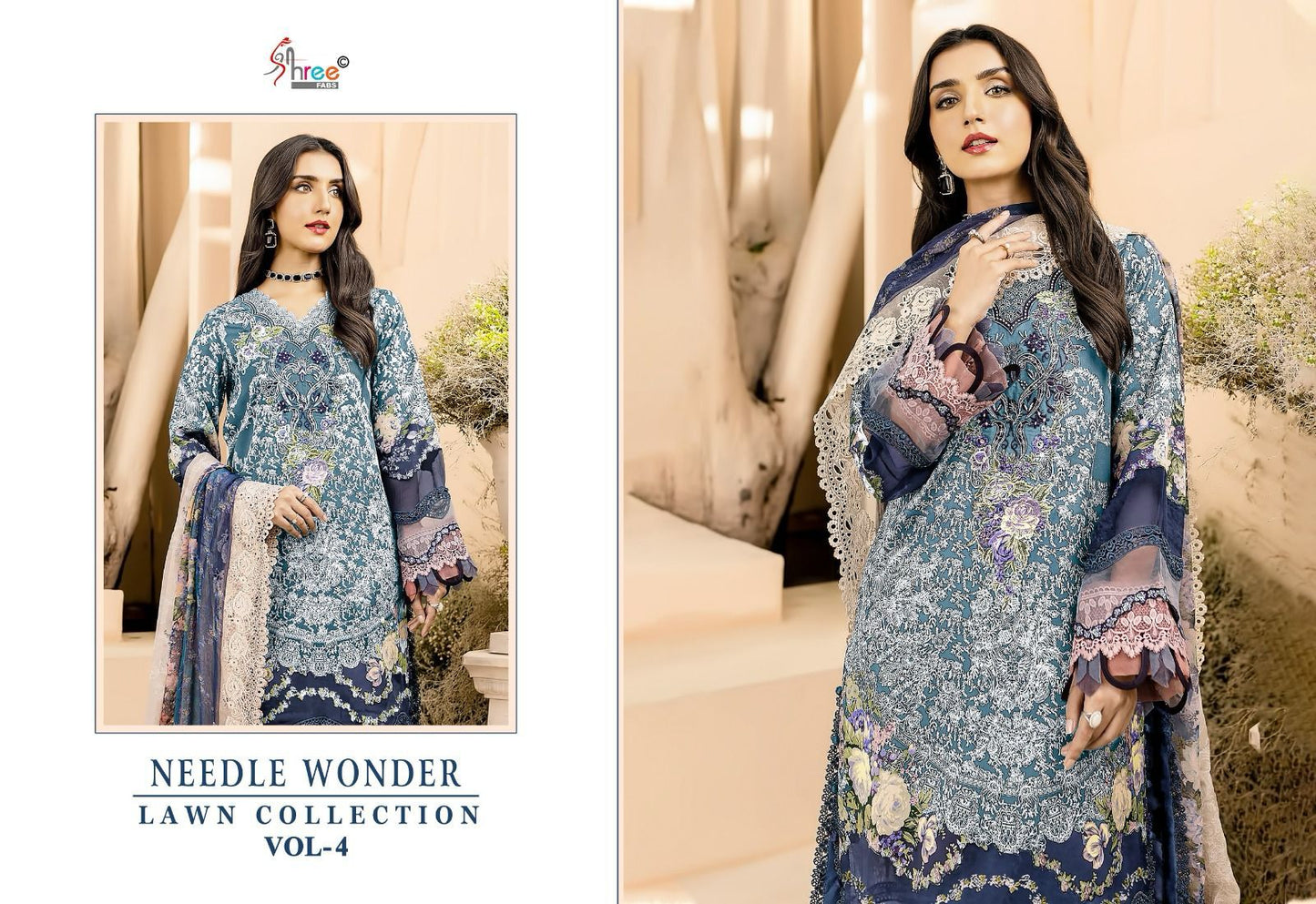 Needle Wonder Lawn Collection Vol 4 Shree Fabs Cotton Pakistani Patch Work Suits