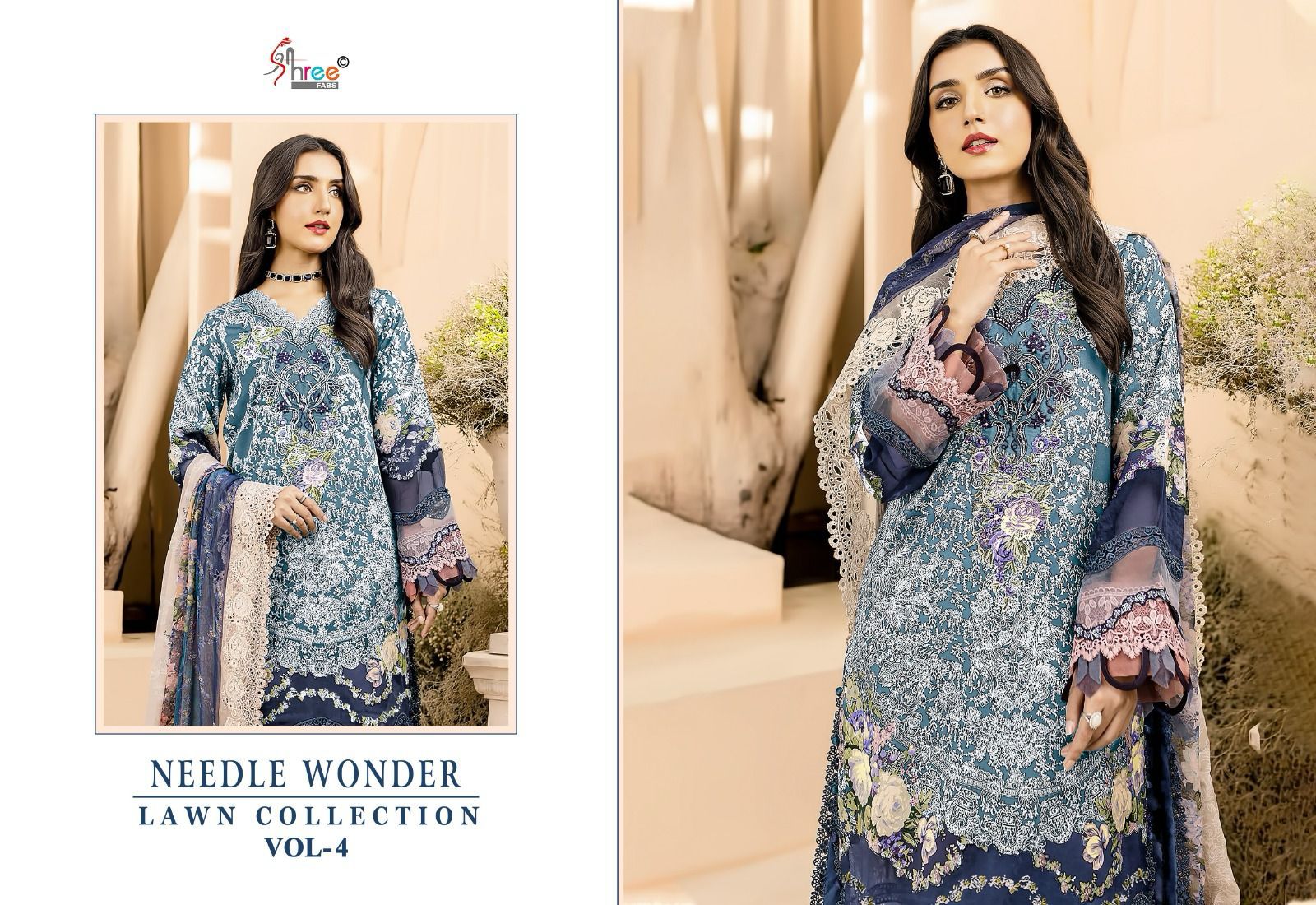 Needle Wonder Lawn Collection Vol 4 Shree Fabs Cotton Pakistani Patch Work Suits