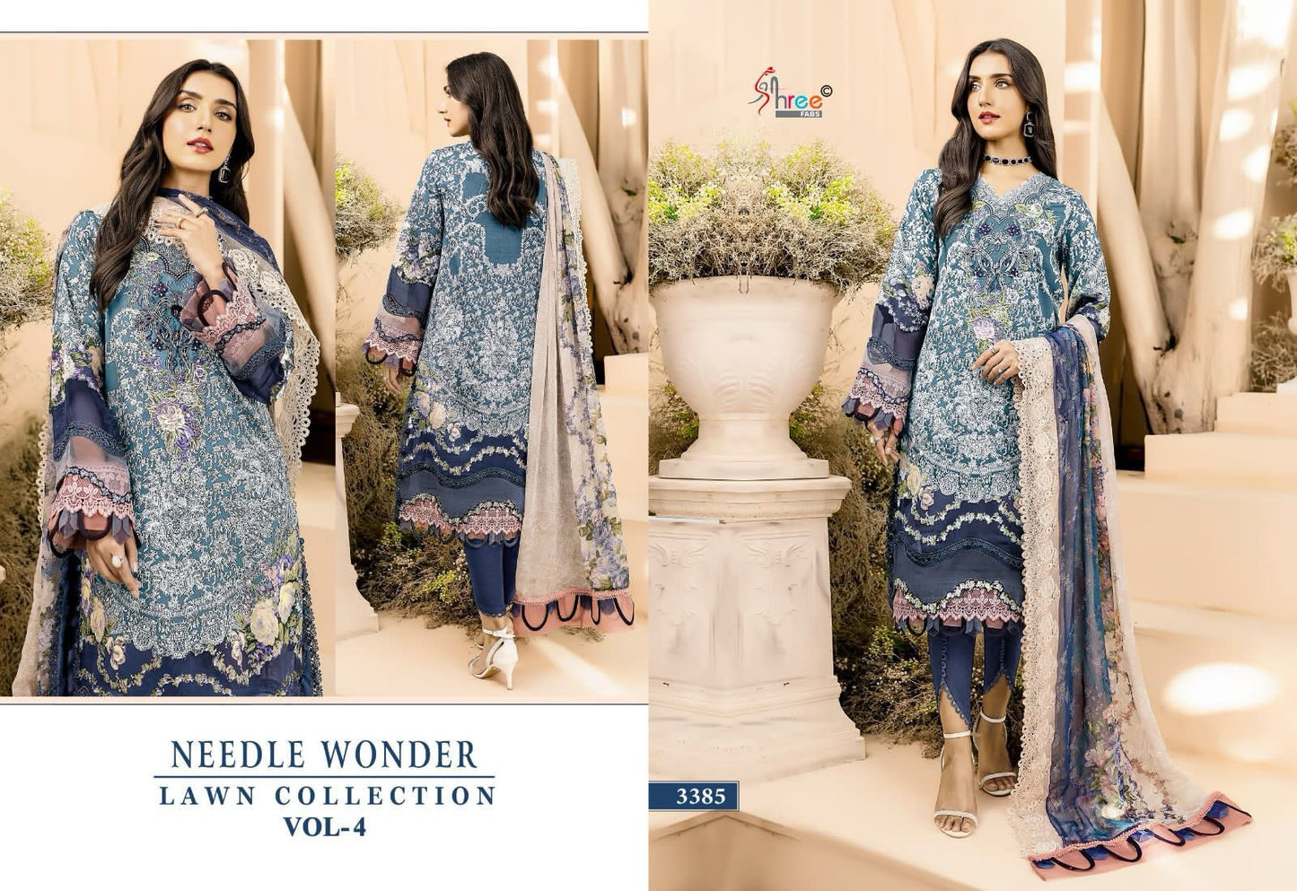 Needle Wonder Lawn Collection Vol 4 Shree Fabs Cotton Pakistani Patch Work Suits