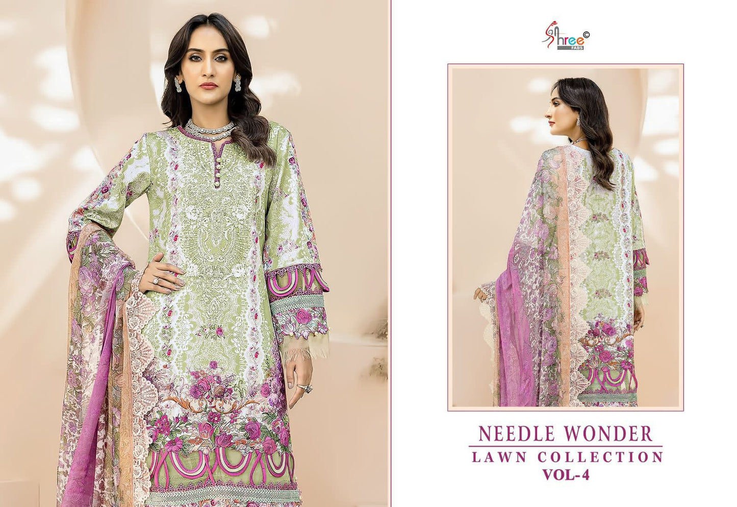 Needle Wonder Lawn Collection Vol 4 Shree Fabs Cotton Pakistani Patch Work Suits