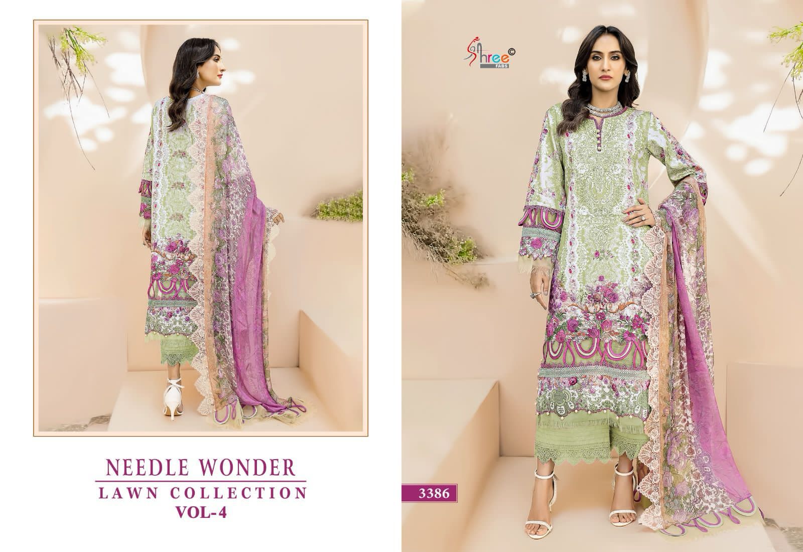 Needle Wonder Lawn Collection Vol 4 Shree Fabs Cotton Pakistani Patch Work Suits